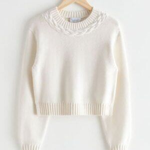 & Other Stories Boxy Braided Knit Sweater